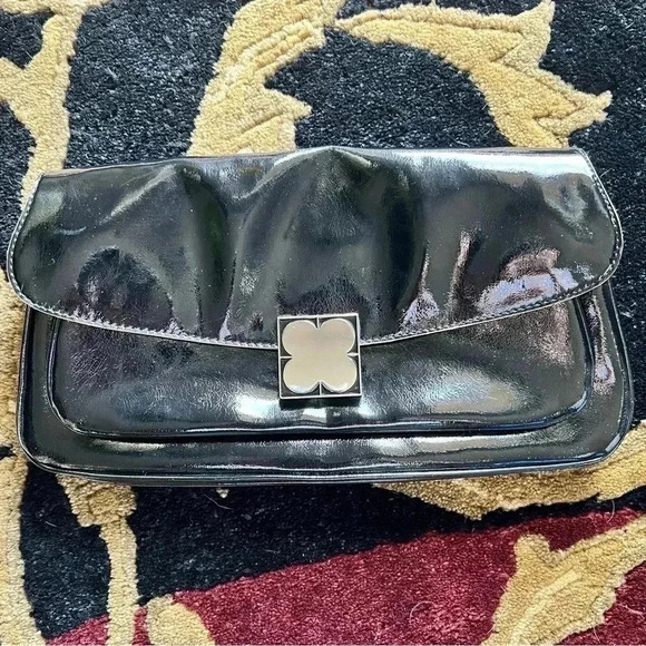 Vintage Liz Claiborne New York Lucky Patent Vegan Leather Clutch - Picture 1 of 14